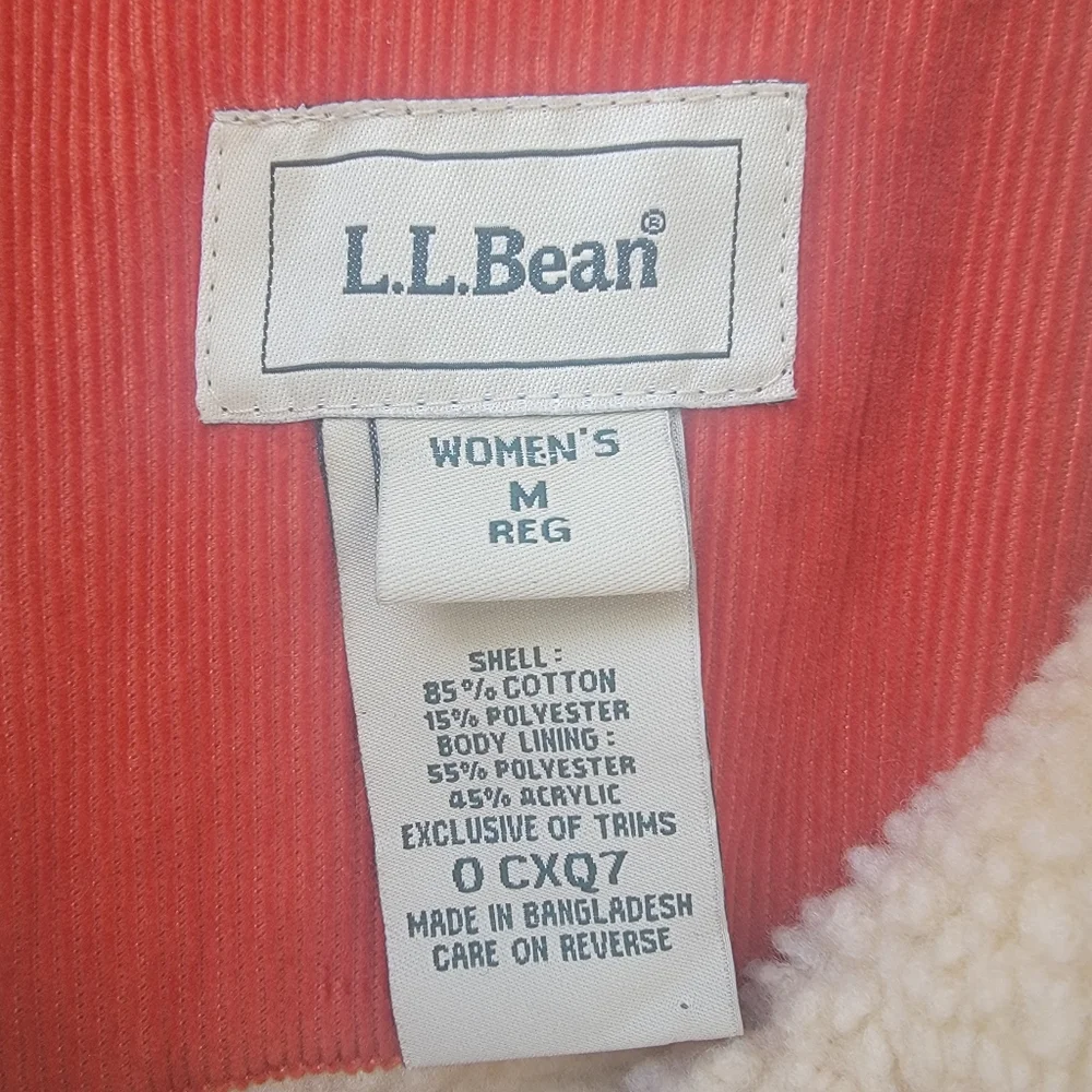 L.L.Bean Vintage Sherpa Lined Corduroy Barn Vest Rust Orange Women’s Medium - Picture 10 of 15